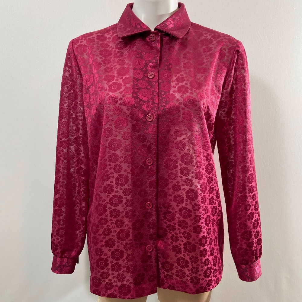 COPY - Haband Sheer Floral Layer Button Up Size Medium
